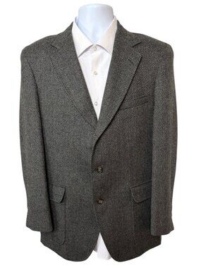 Vintage Huntington Peruvian Alpaca 39R Gray 3 Roll 2 Sport Coat